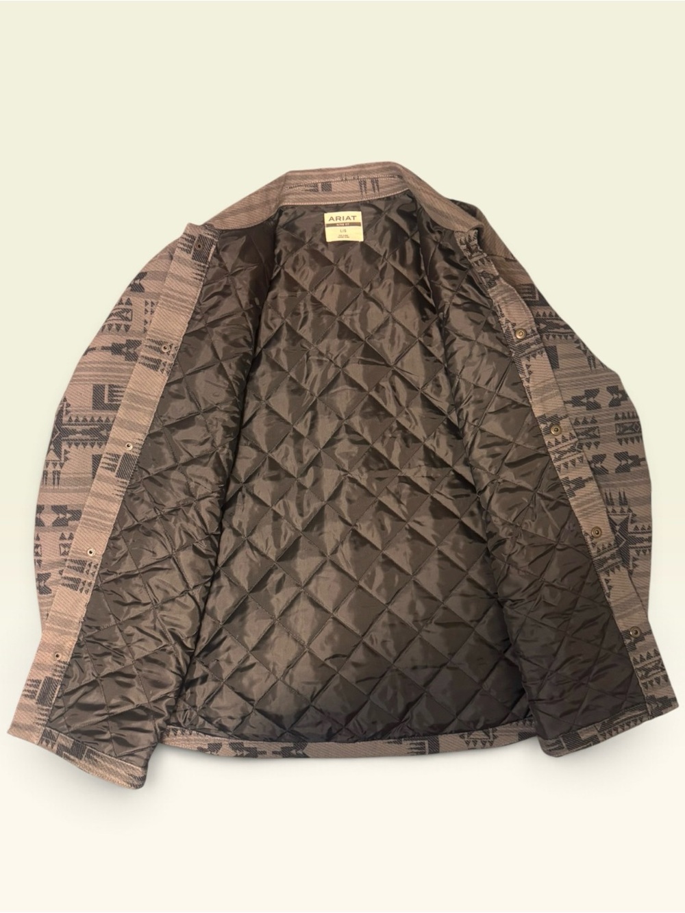 Ariat Men's Aztec-Print Tan and Black Shirt Jacket Size L - Picture 3 of 7